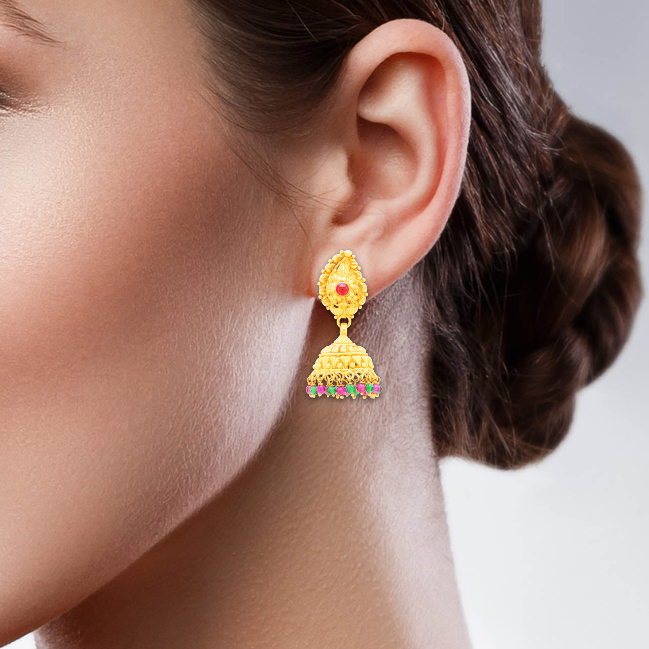 Radiant Paisley 22K Gold Jhumkas