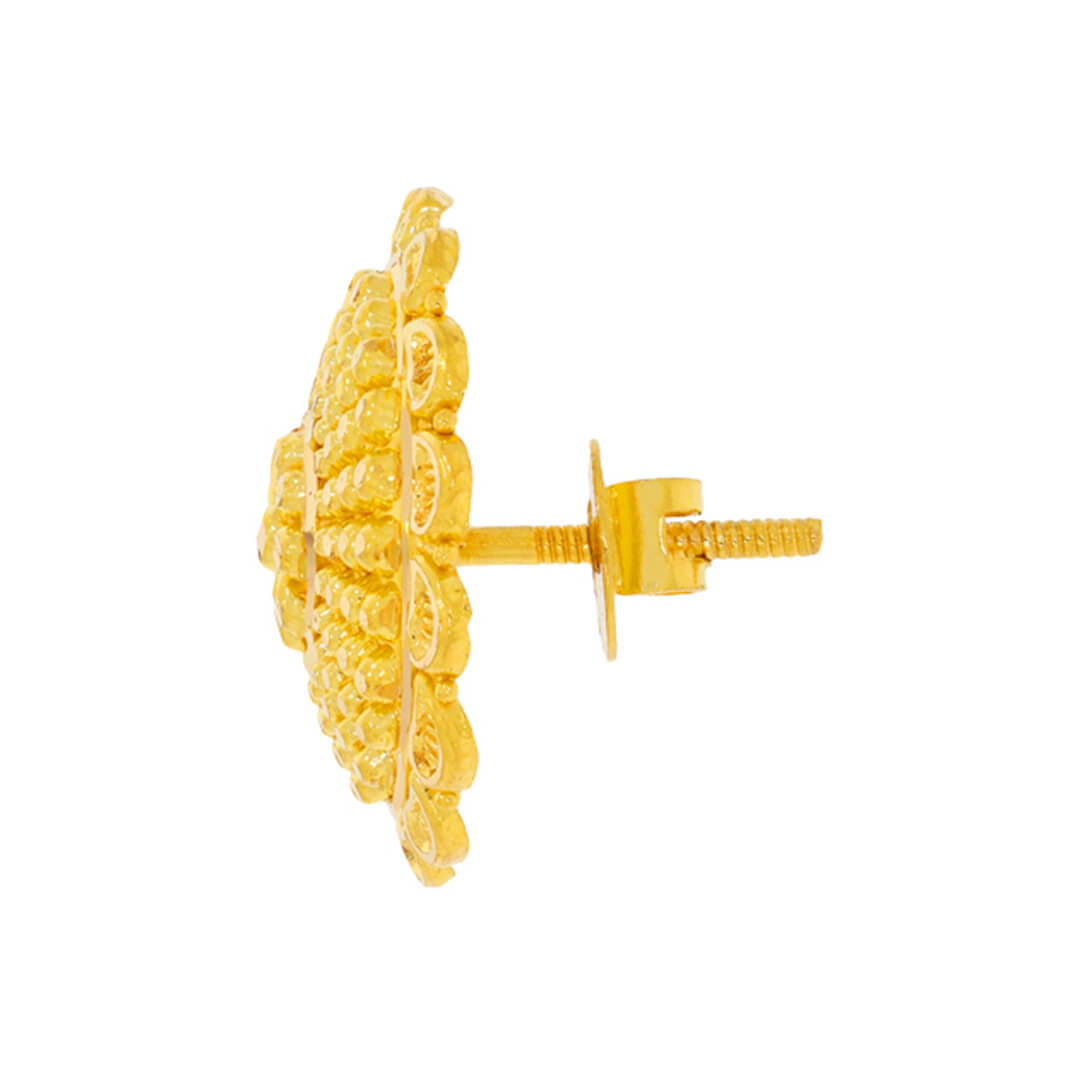 Classic Charming 22K Gold Floral Stud Earrings