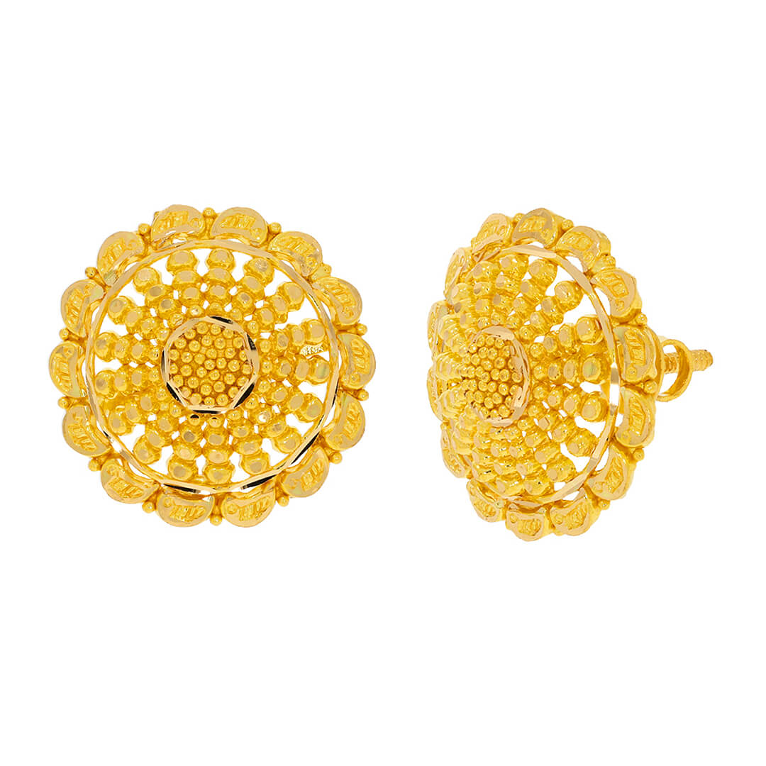 Elegant 22K Gold Blossom Stud Earrings