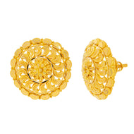 Radiant Floral Gold Stud Earrings in 22K