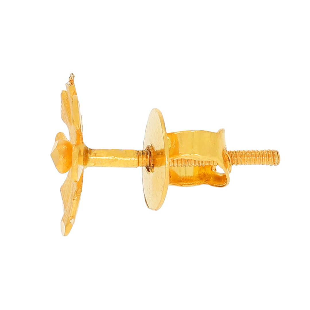 22K Gorgeous Floral Gold Stud Earrings