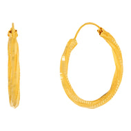 22K Vintage Oval Design Gold Hoop Earrings