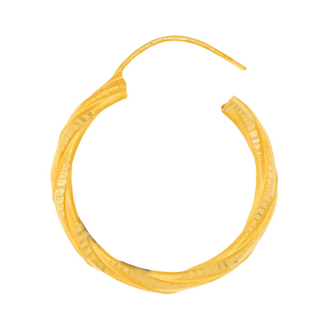 22K Vintage Oval Design Gold Hoop Earrings