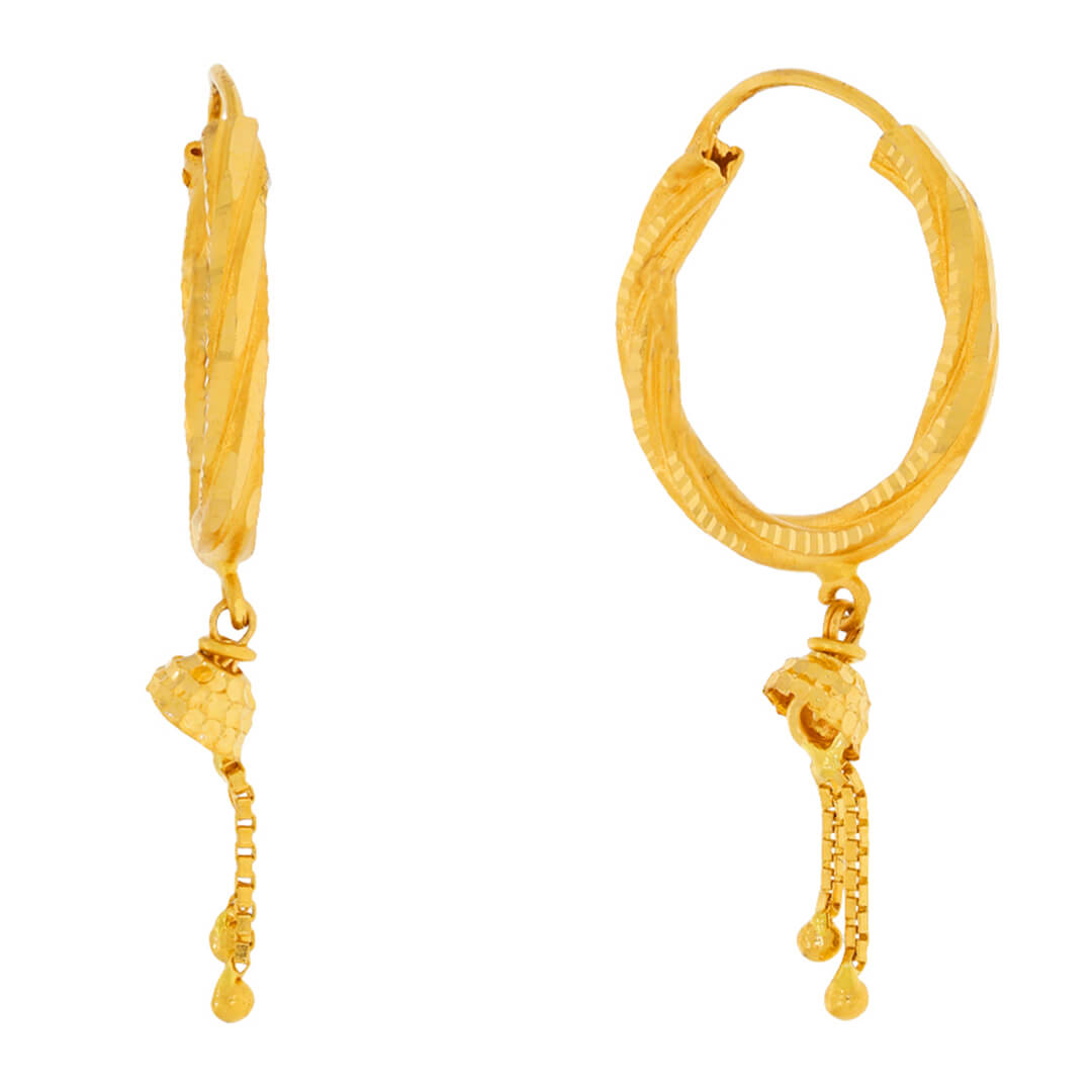 Gold Dazzle Oval Hoops 22K