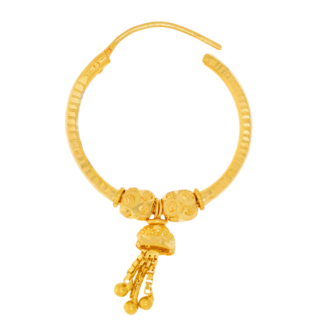 Gold Hoops with Soft Charm 22K