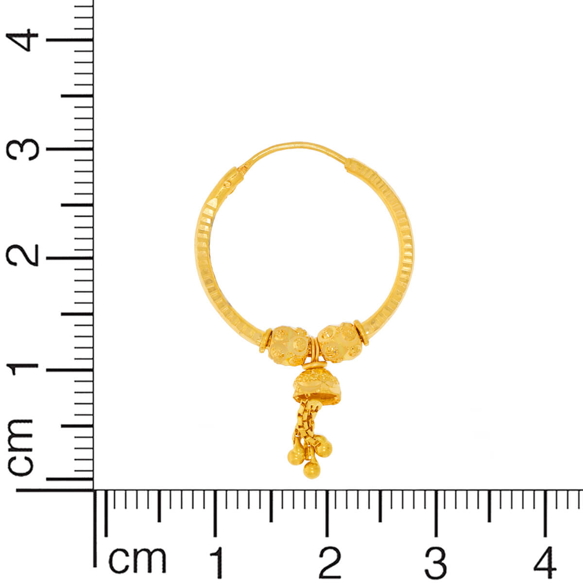 Gold Hoops with Soft Charm 22K