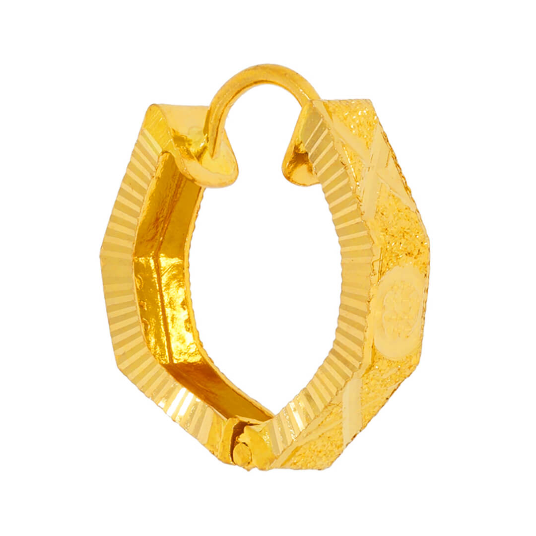 22K Hexagon Gold Hoop Earrings for a Modern Flair