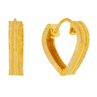 22K Minimalist Chic Heart Shape Gold Hoops