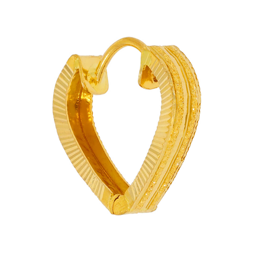 22K Minimalist Chic Heart Shape Gold Hoops