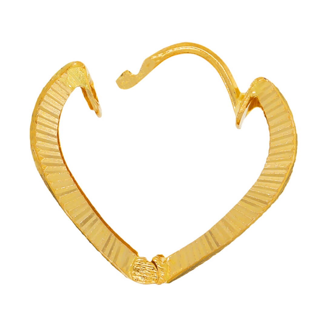 22K Minimalist Chic Heart Shape Gold Hoops