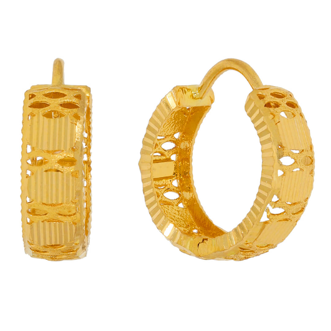 Jhali Elegance Square Hoops in 22K Gold