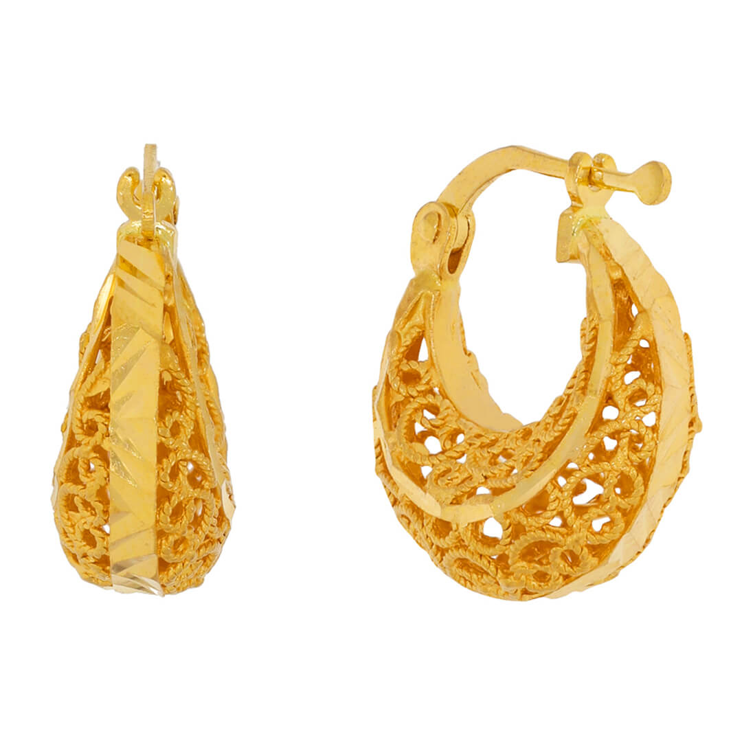 Elegant Jhali 22K Gold Hoops for Soft Charm