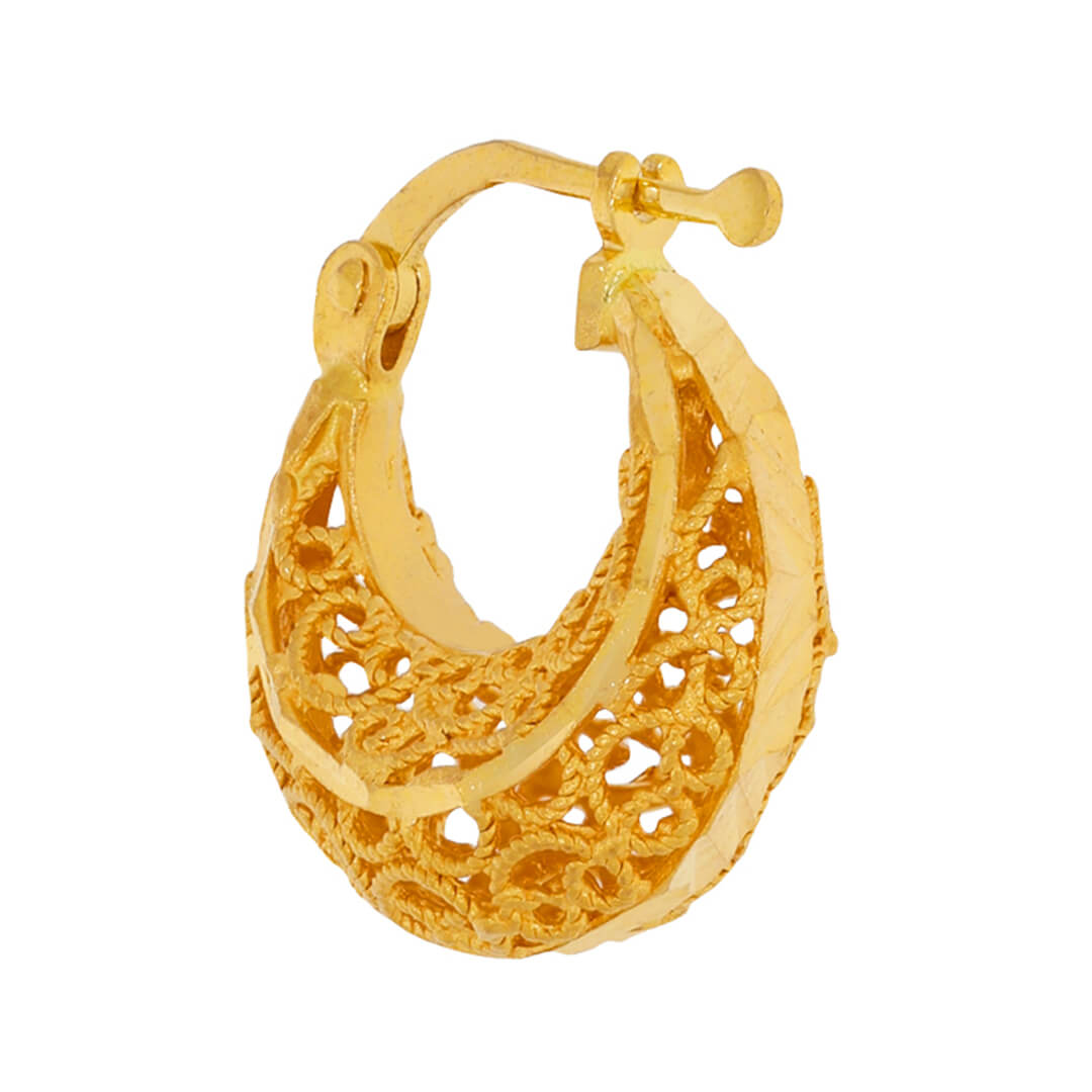 Elegant Jhali 22K Gold Hoops for Soft Charm
