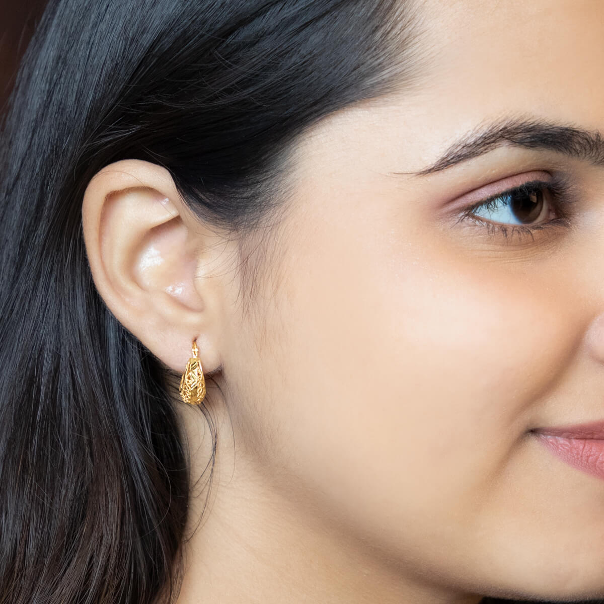 Elegant Jhali 22K Gold Hoops for Soft Charm