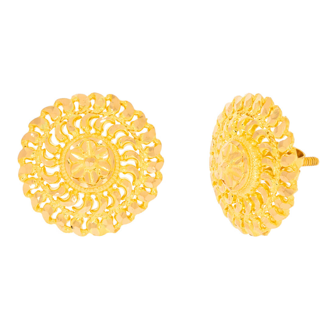 Elegant 22K Floral Motif Stud Earrings