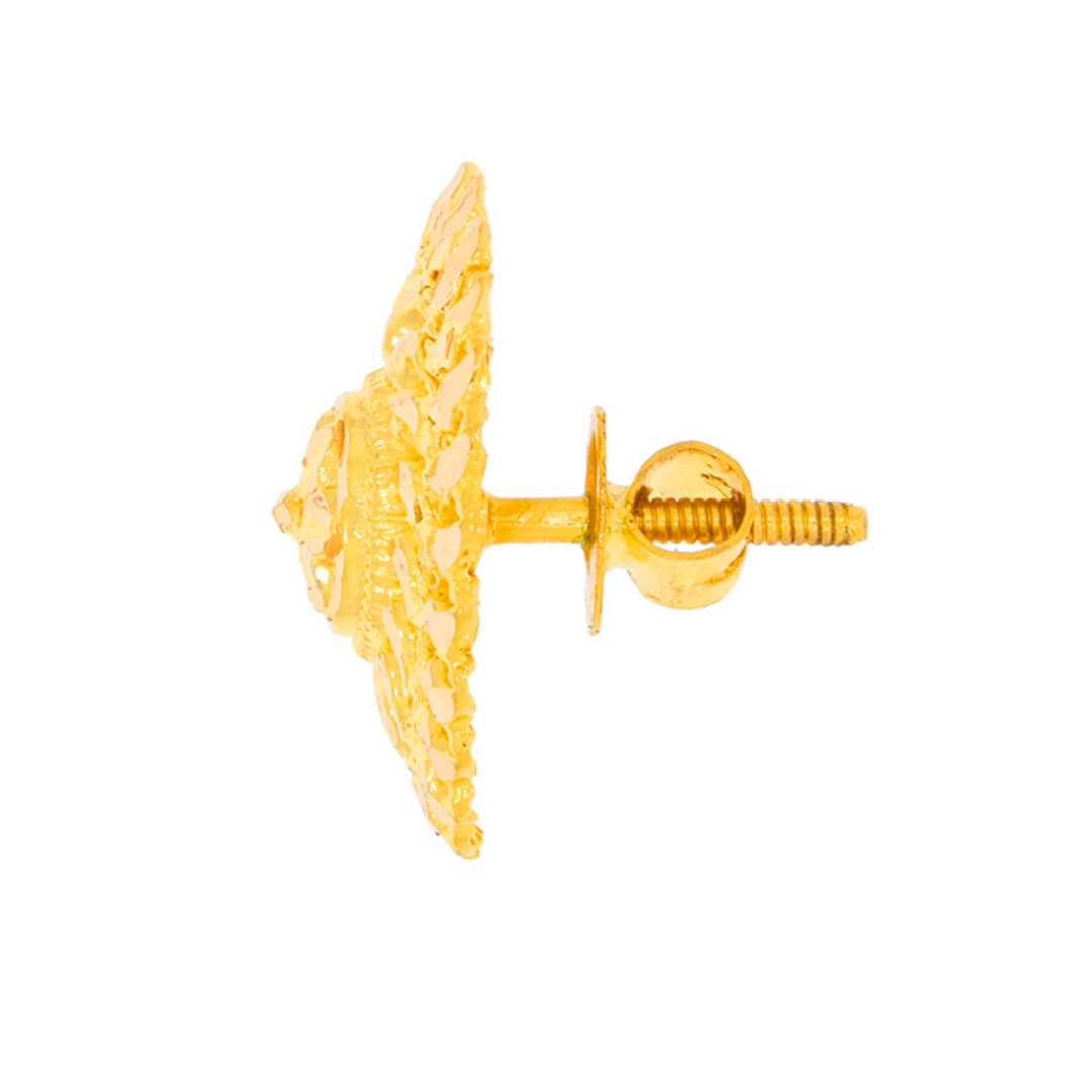 Elegant 22K Floral Motif Stud Earrings