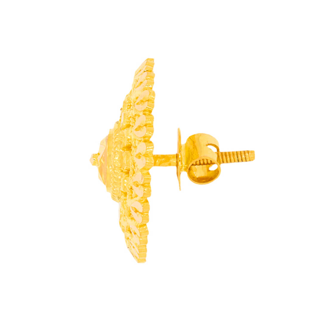 Spherical Elegance Flora Motif 22K Gold Studs