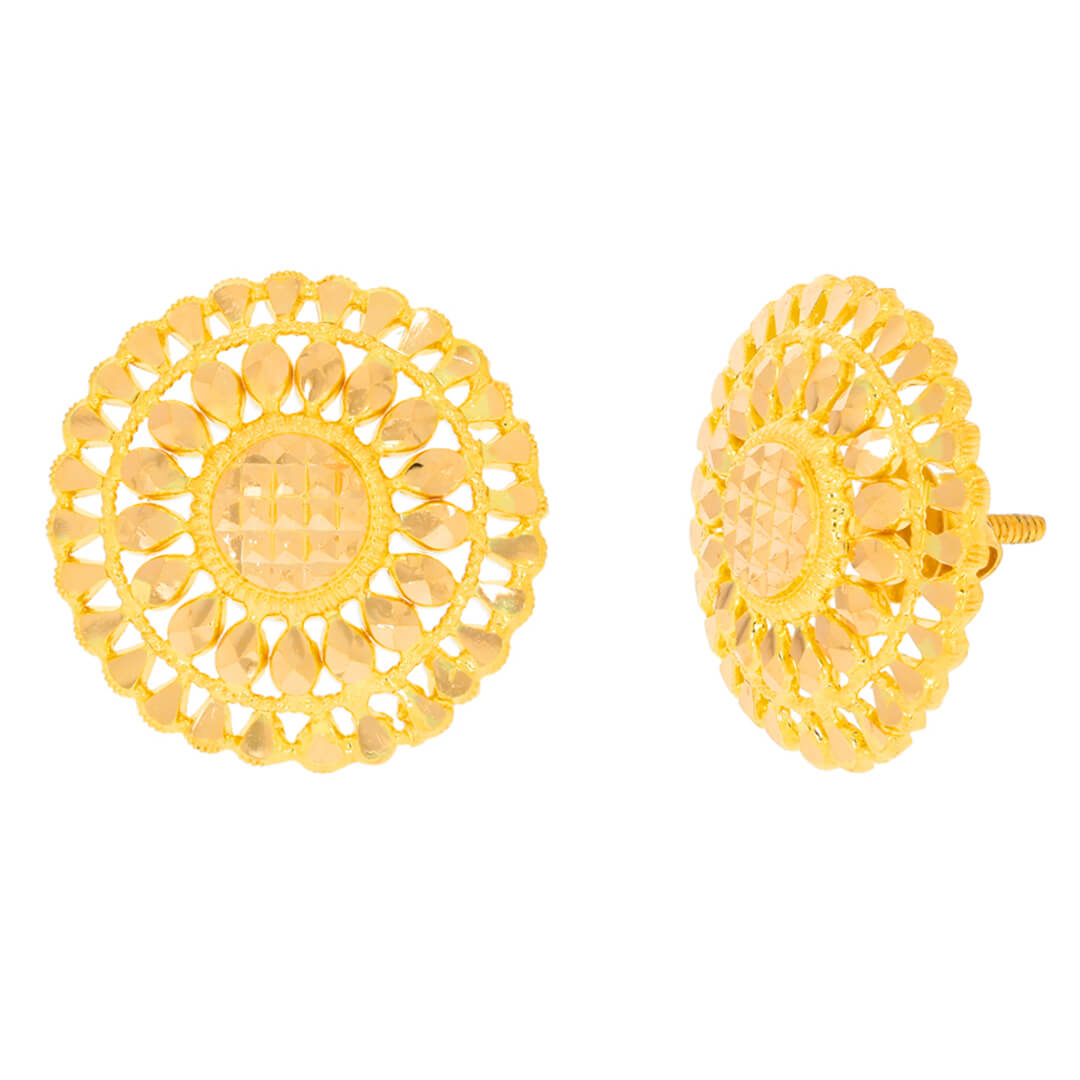 Delicate Blossom 22K Gold Studs for Daily Wear
