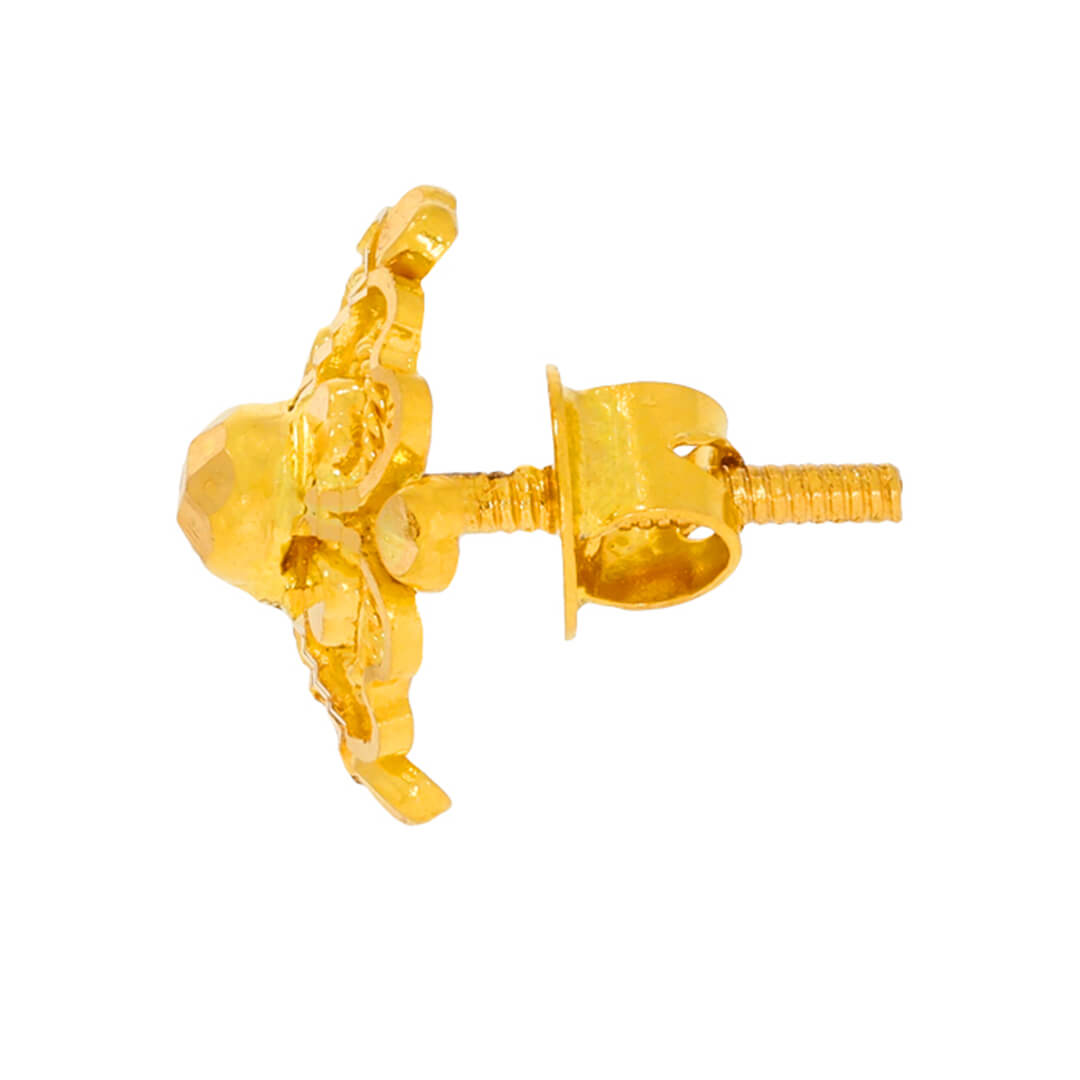 Elegantly Crafted Flower Studs in 22K Gold