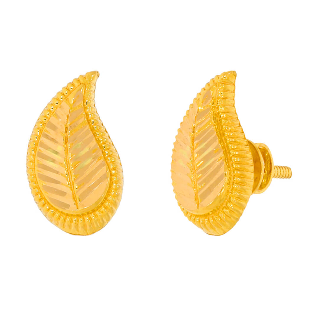 Bold Leaf Design Gold Studs For Everyday Elegance
