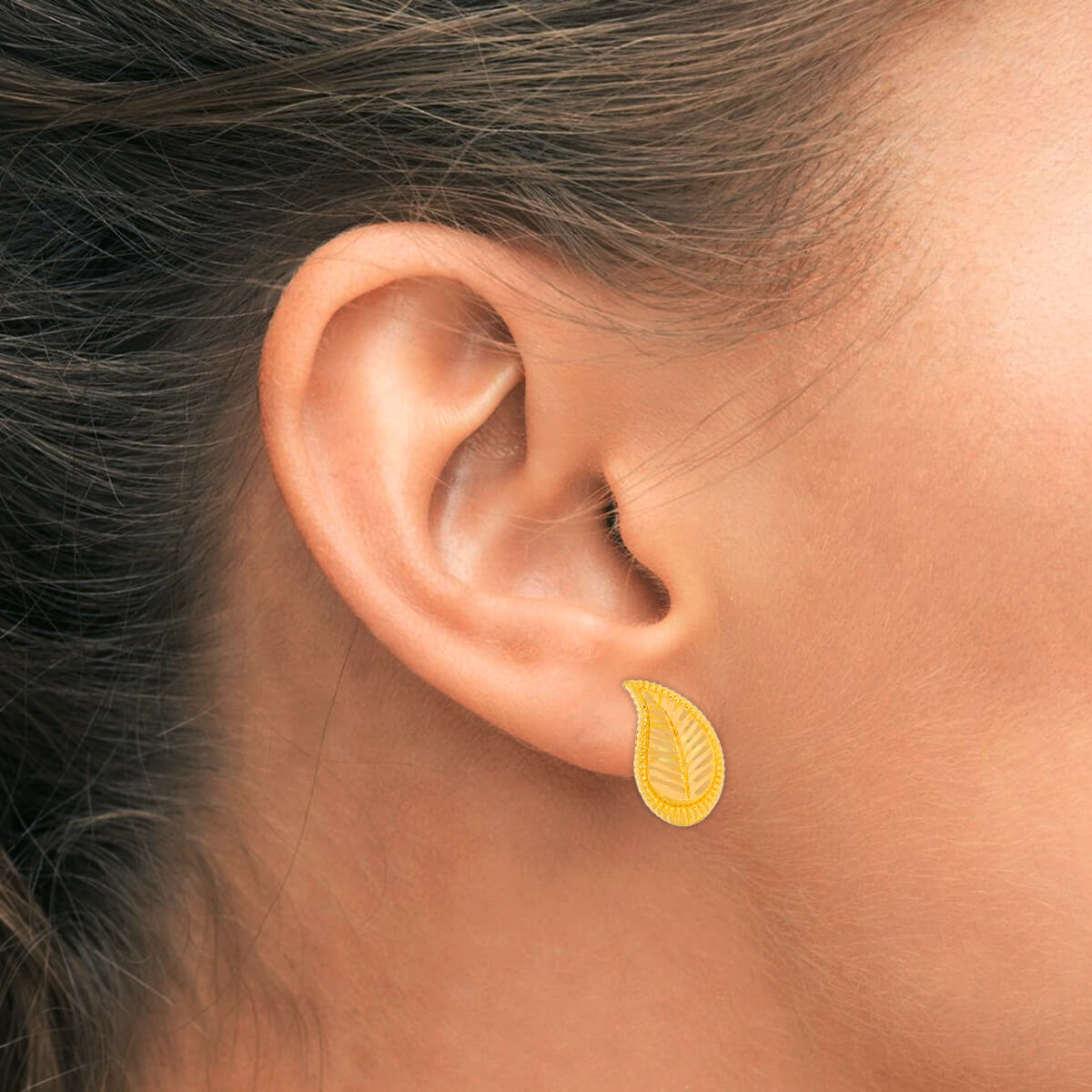 Bold Leaf Design Gold Studs For Everyday Elegance