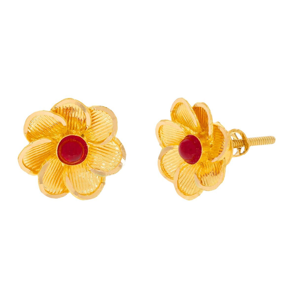 22K Gold Floral Studs For Daily Grace