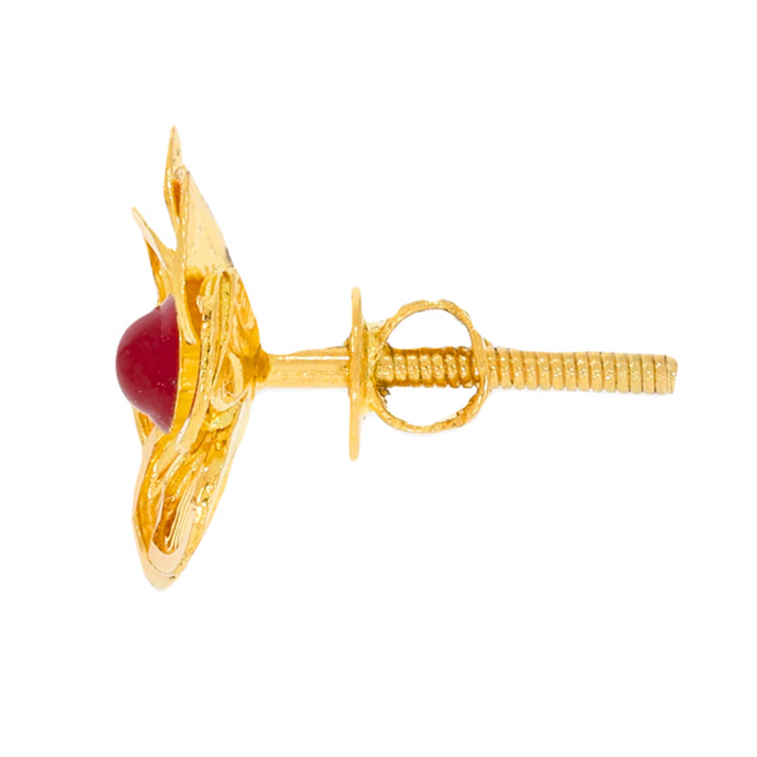 22K Gold Floral Studs For Daily Grace