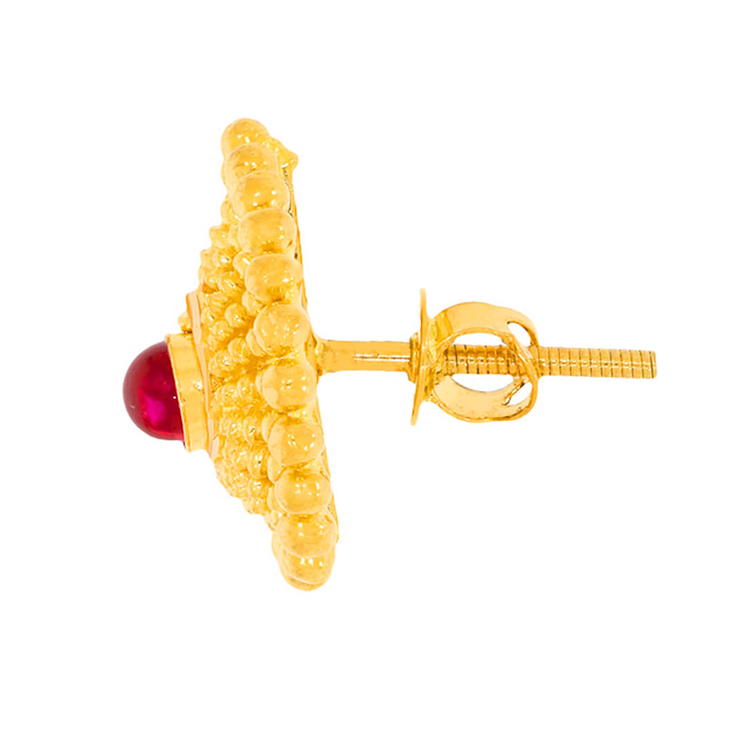 Classic Flora Detail Gold Studs 22K