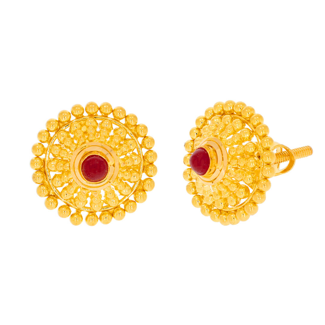 Radiant Orb 22K Gold Studs with Classic Charm