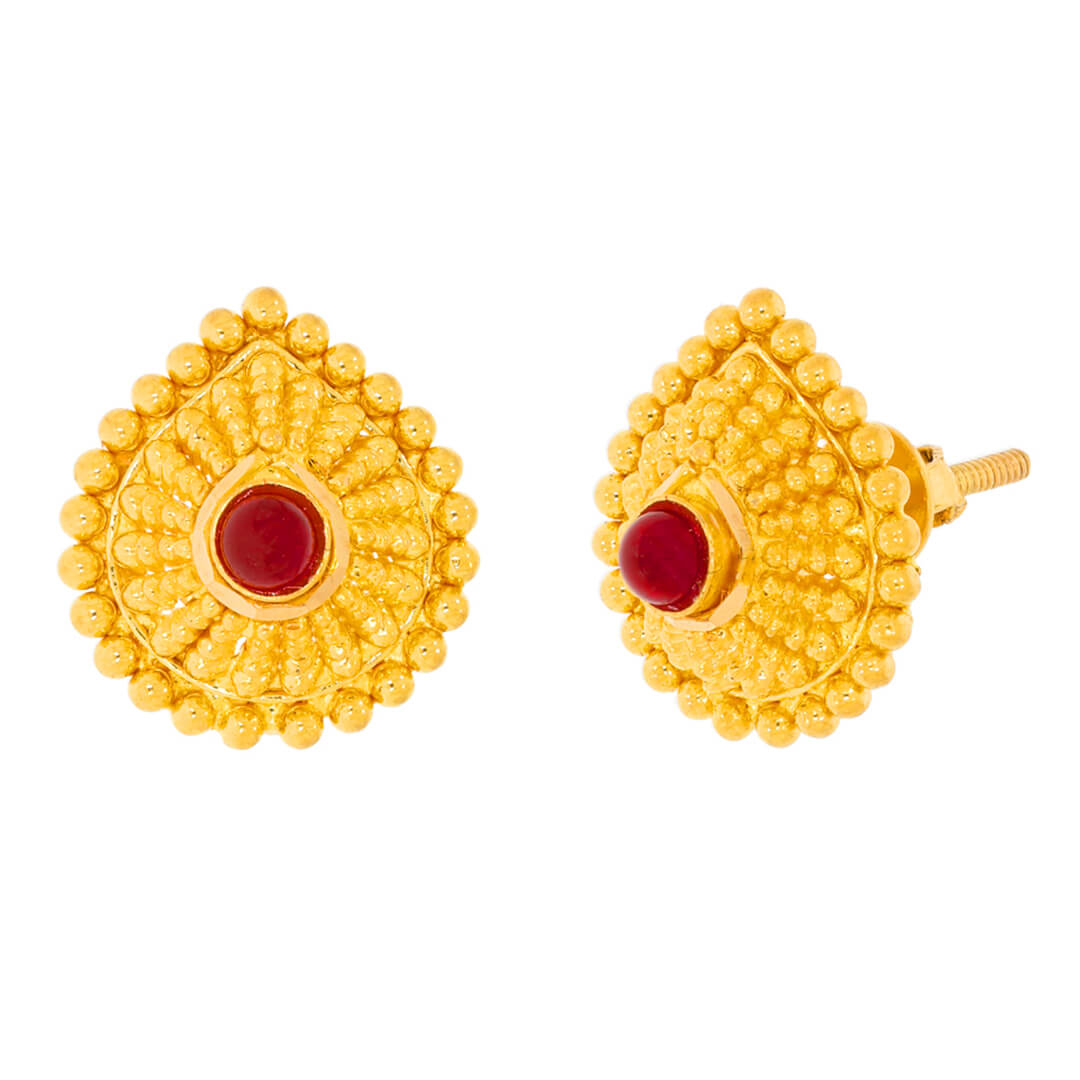 Vintage Flower Grace Gold Studs 22K