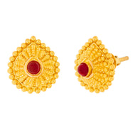 Vintage Flower Grace Gold Studs 22K