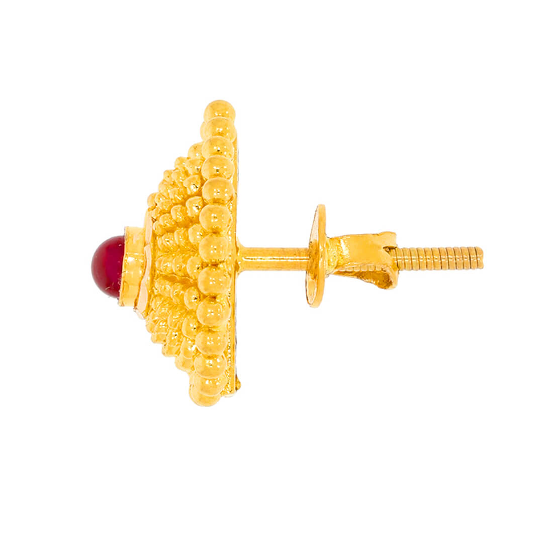 Vintage Flower Grace Gold Studs 22K