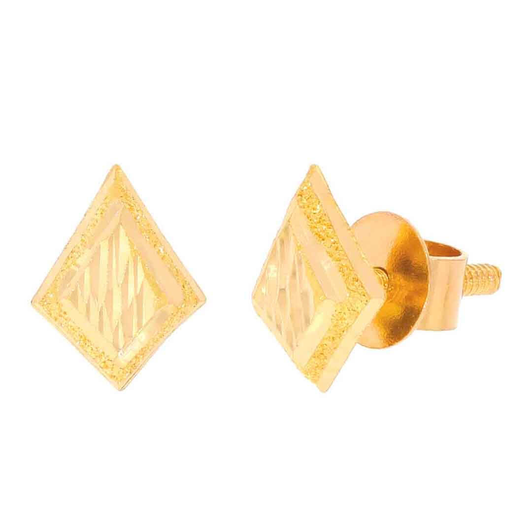 22K Gold Square Studs with Captivating Shine