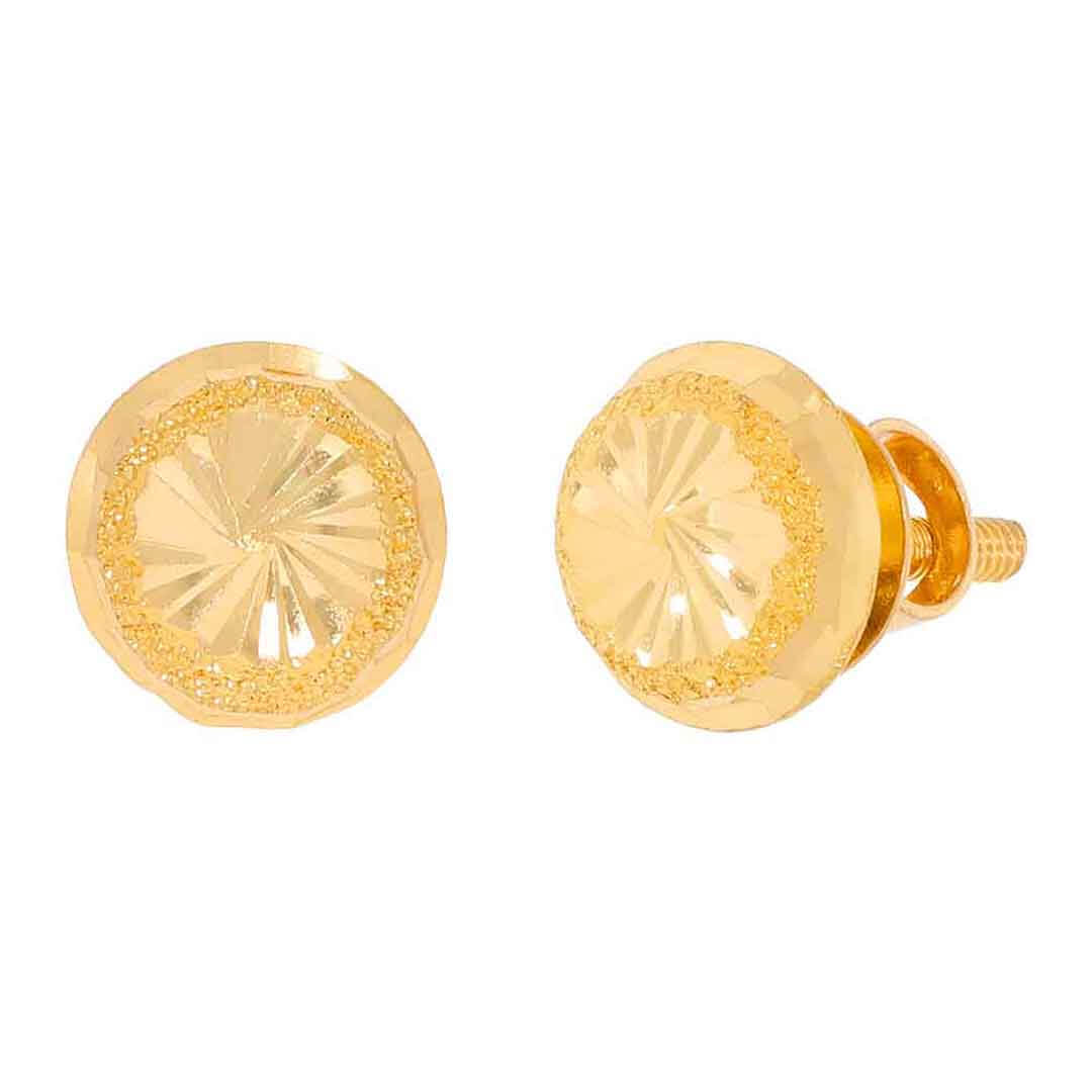 22K Vintage Oval Design Gold Stud Earrings