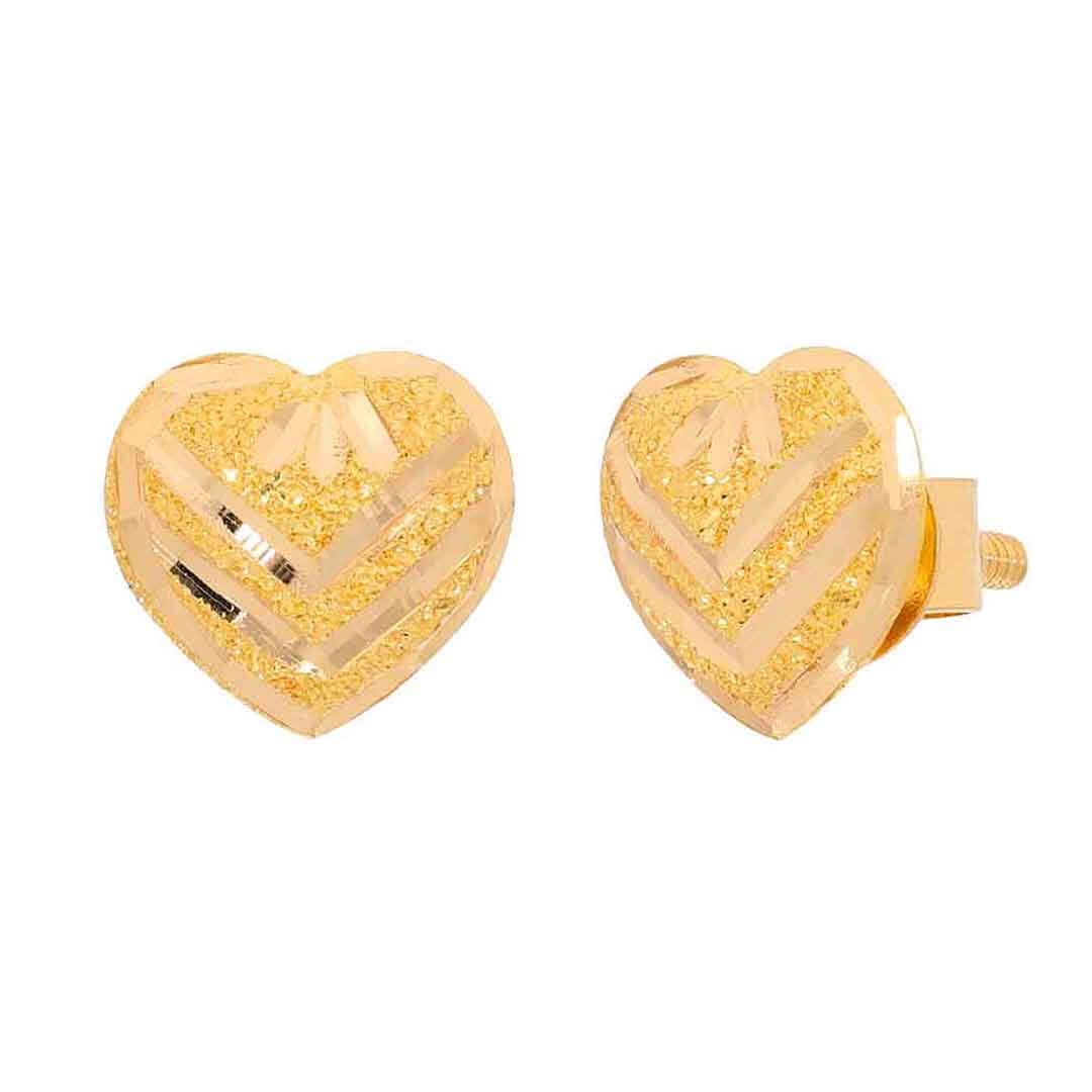 Gleaming Golden Petite Heart Studs 22K