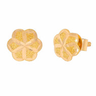 Floral Grace Gold Stud Earrings 22K