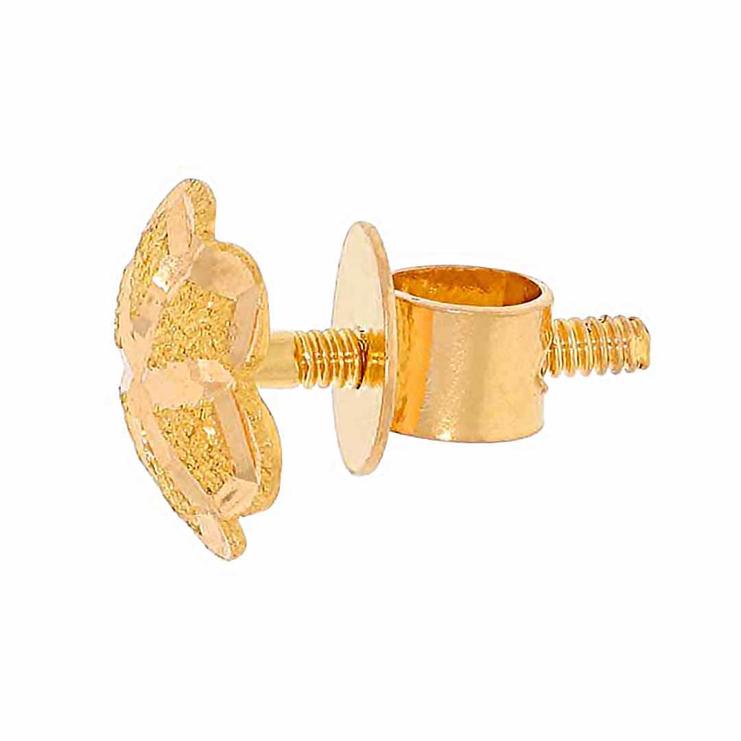 Floral Grace Gold Stud Earrings 22K