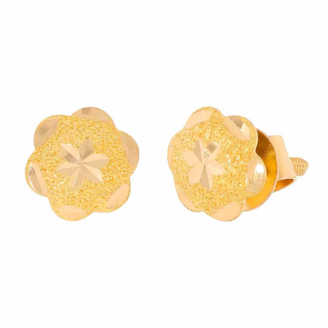 Cheerful Floral 22K Gold Stud Earrings