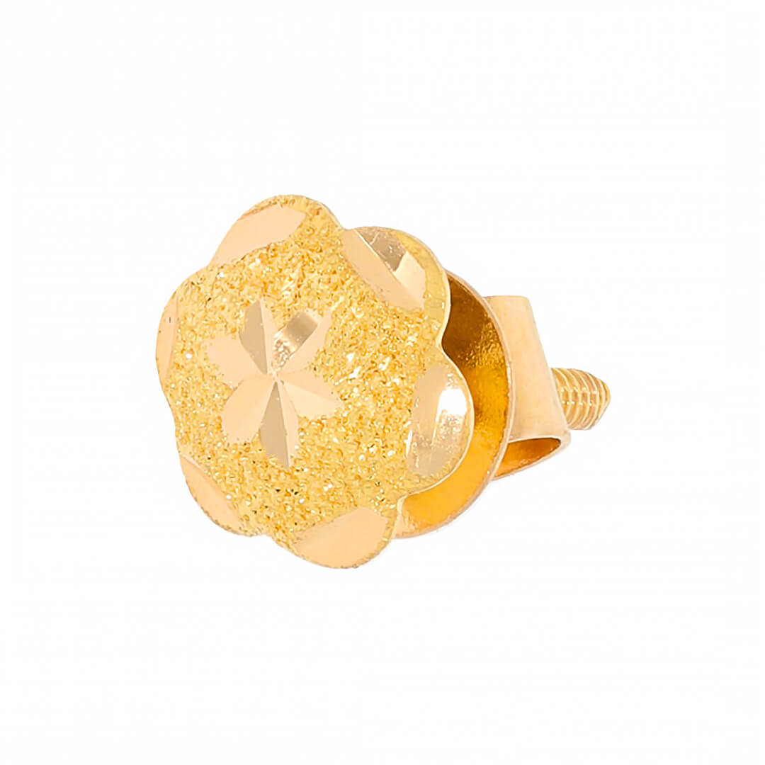 Cheerful Floral 22K Gold Stud Earrings
