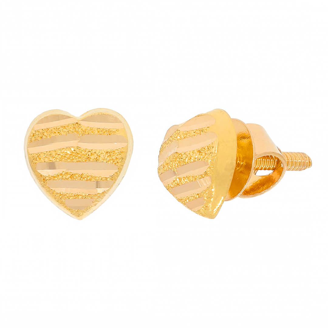 Cute Petite Heart Studs 22K