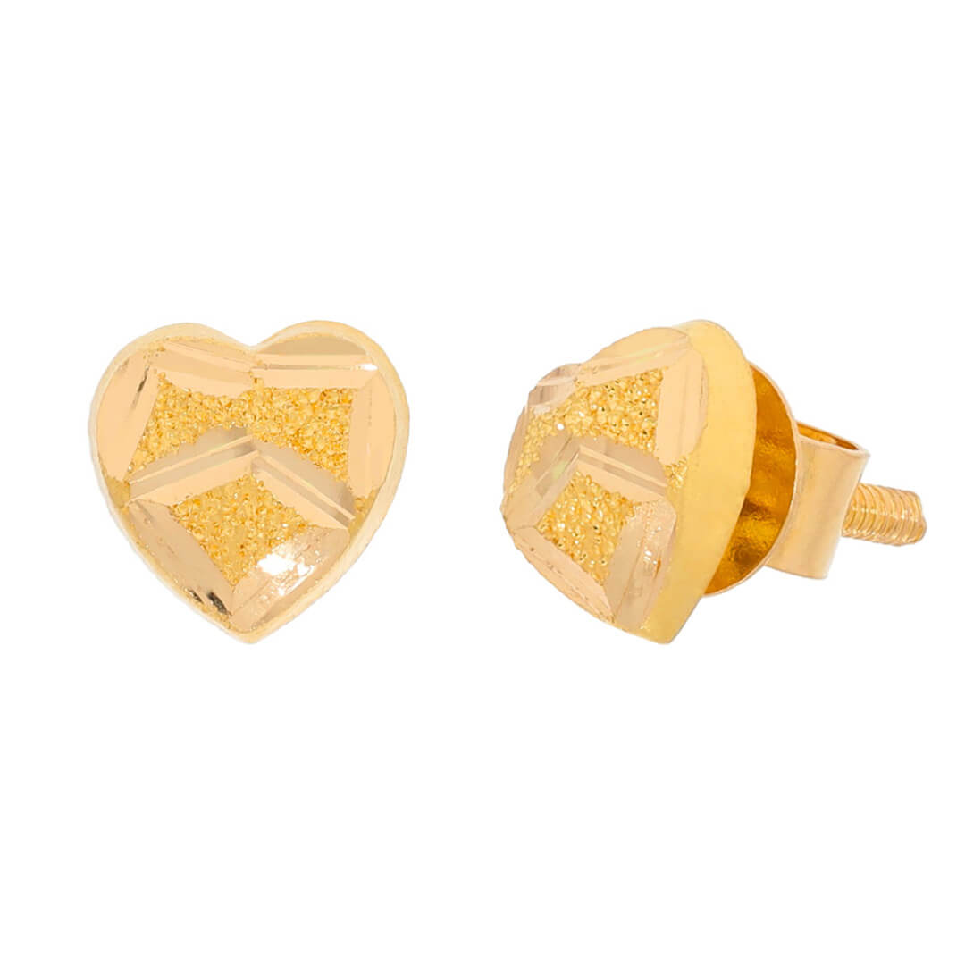 Gleaming 22K Golden Petite Heart Studs