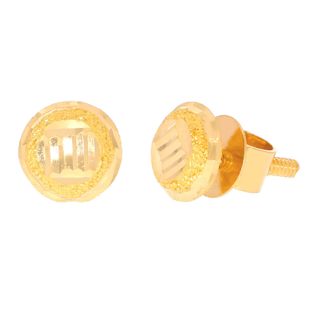 Simply Elegant Oval Shape Gold Studs in 22K