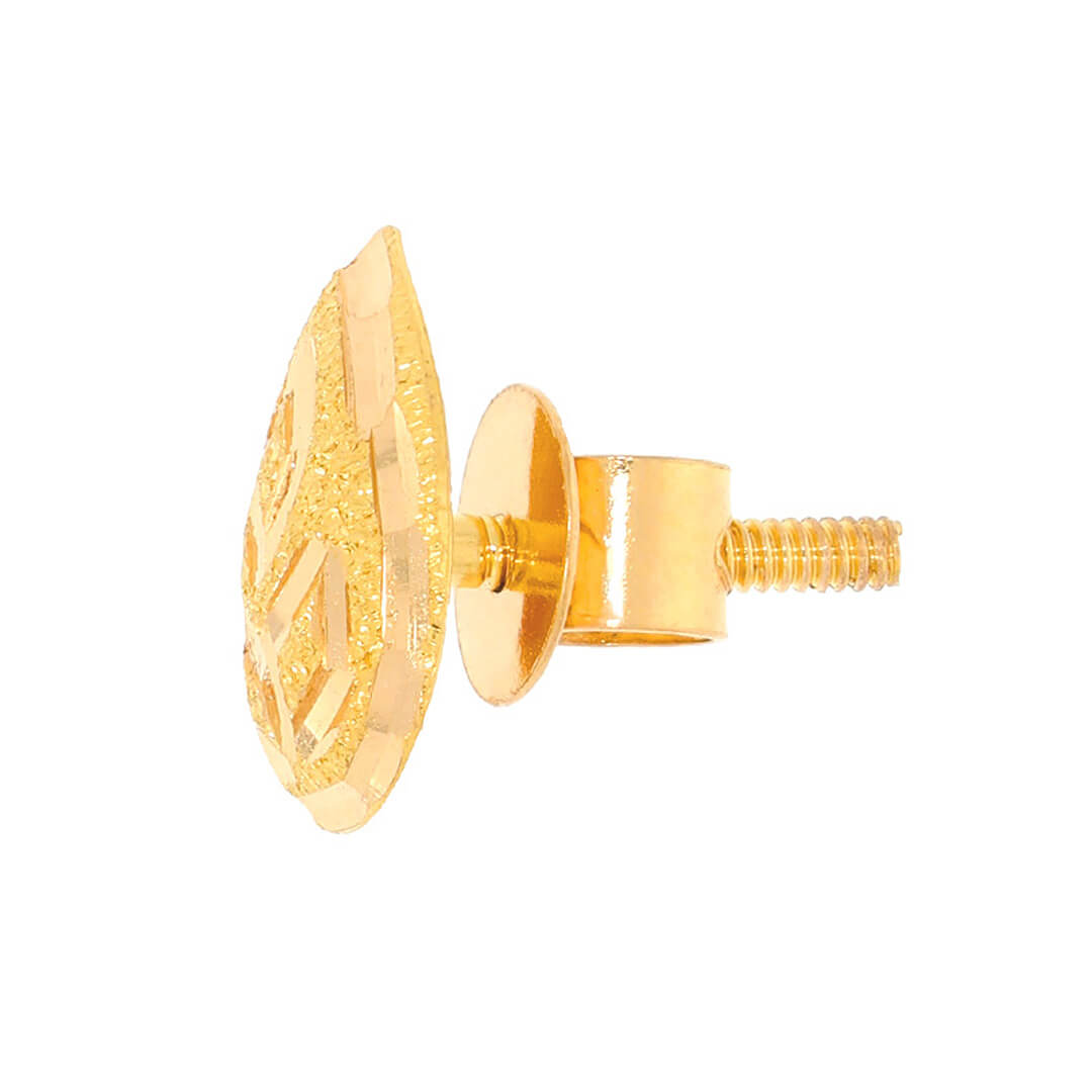 22K Gold Studs with Delicate Leaf Motif Detailing