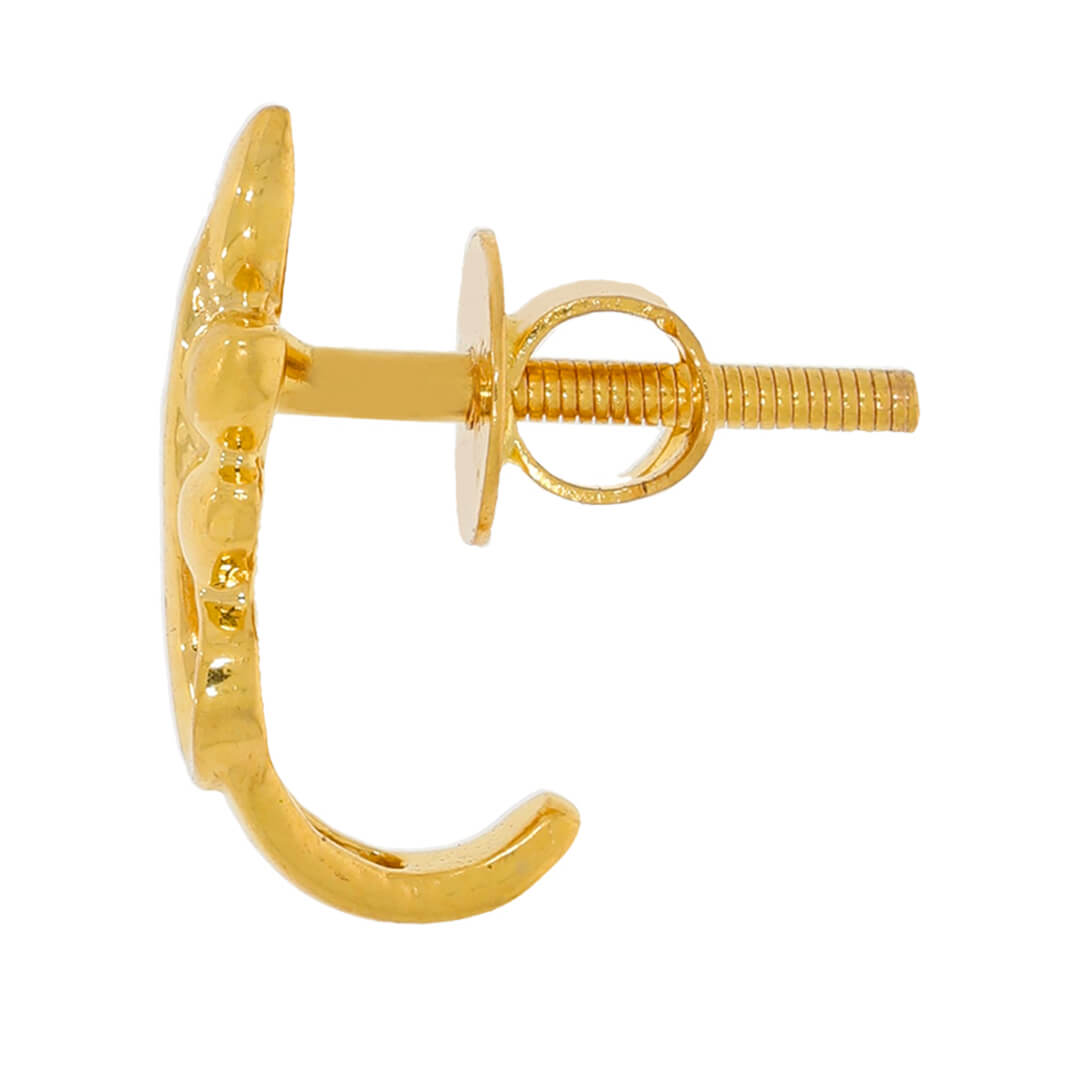 Sophisticated Leaf Motif 22K Gold Studs