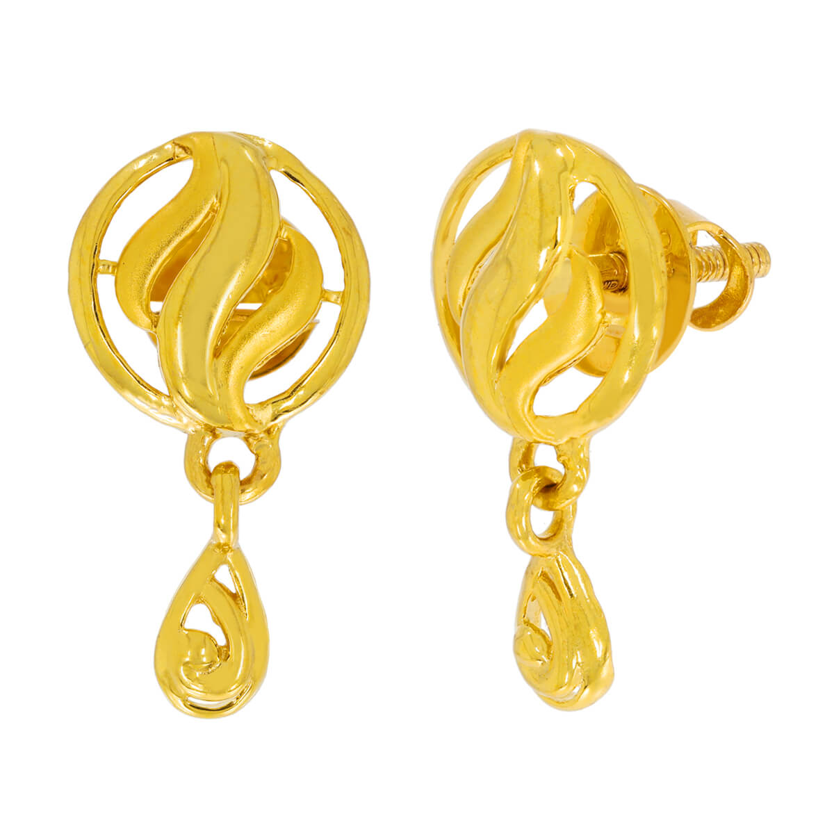 Modern Twisting Elegance Gold Danglers 22K