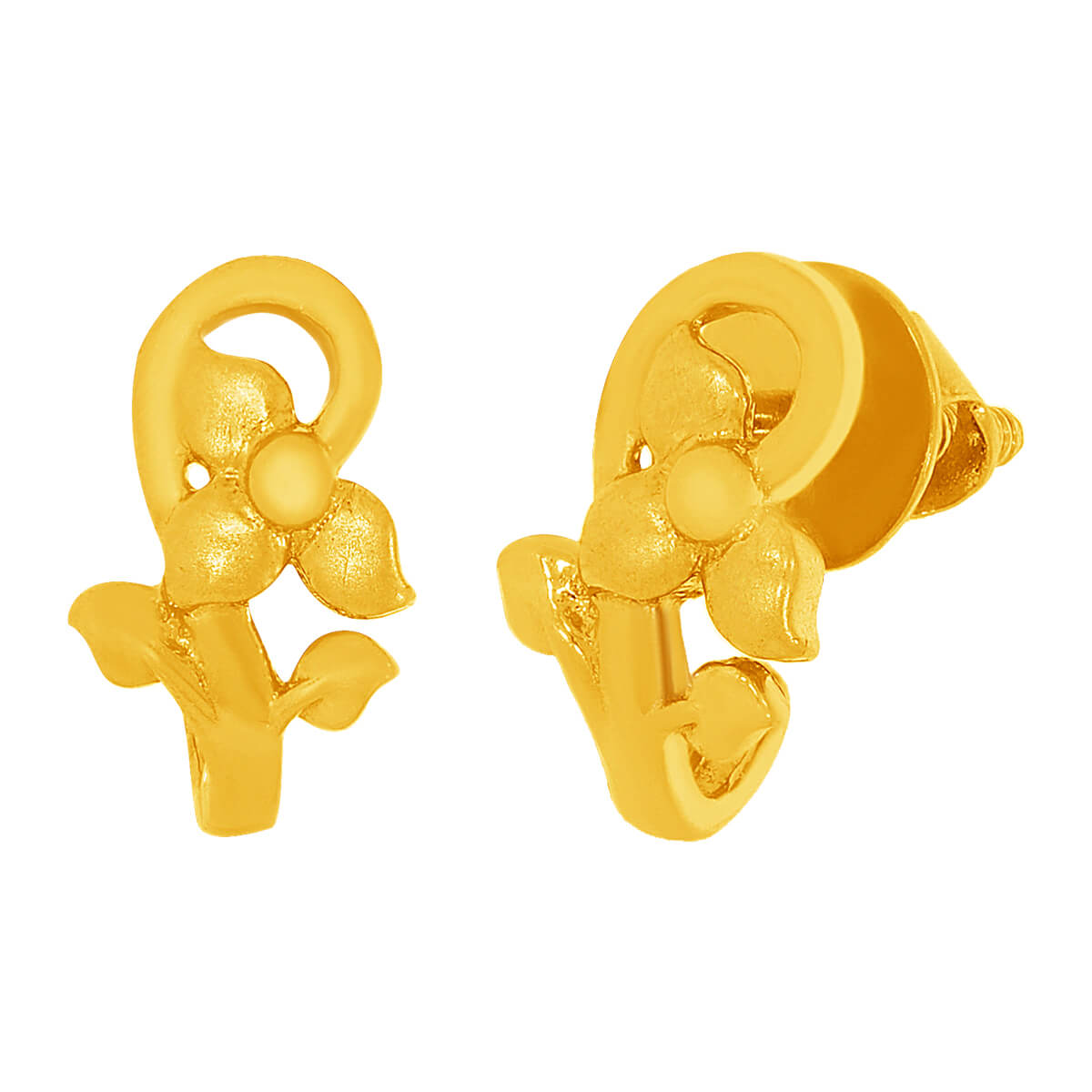 Adorable Petal Motif 22K Gold Stud Earrings