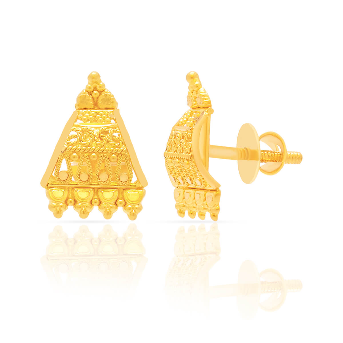 Polished Elegance Gold Trigonal Studs 22K