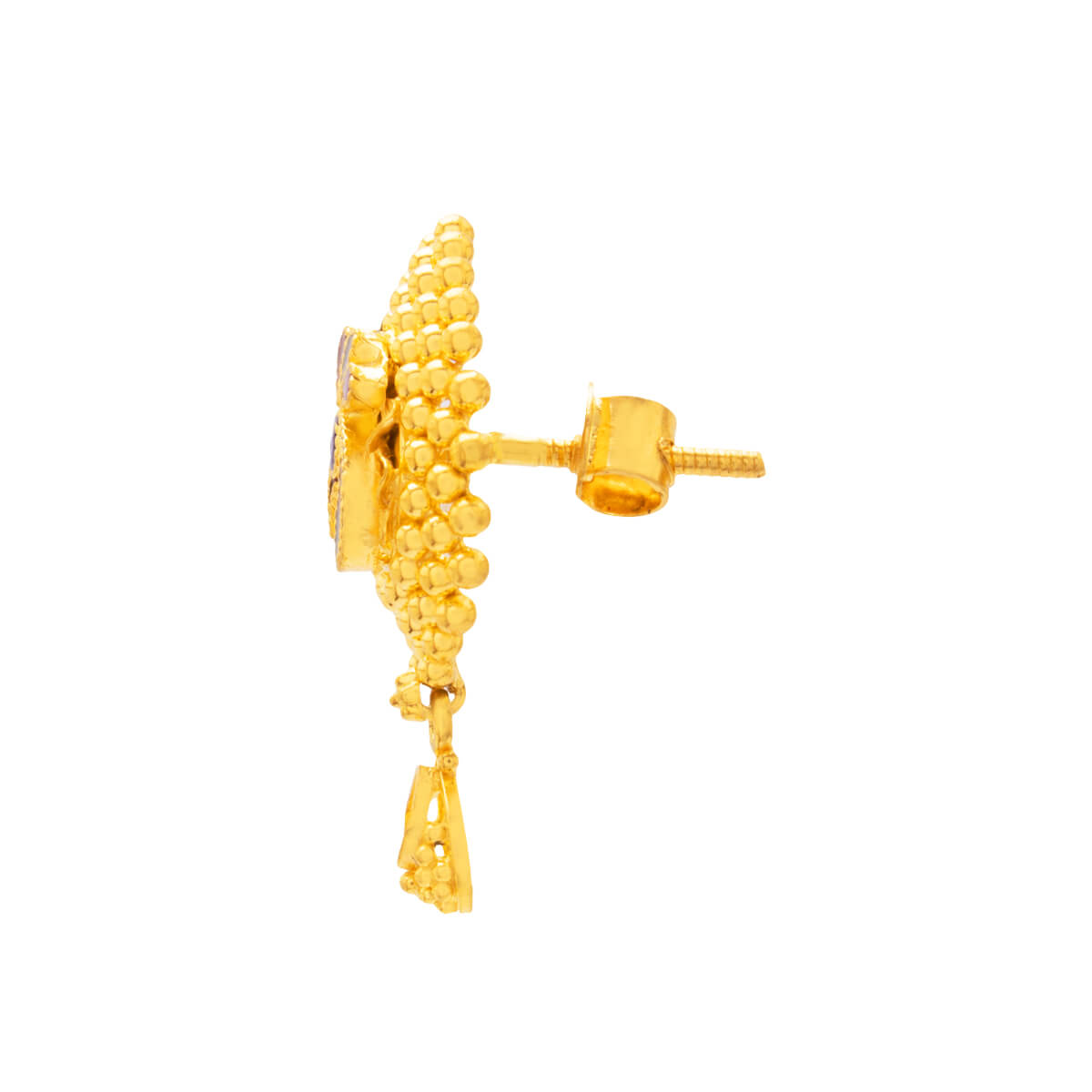 22K Exquisite Peacock Motif gemstone Stud Earrings