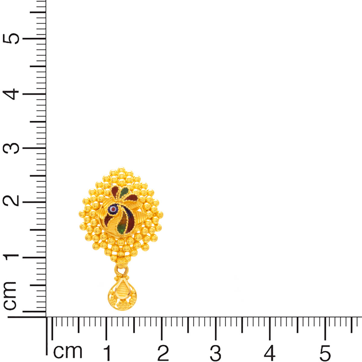 22K Exquisite Peacock Motif gemstone Stud Earrings