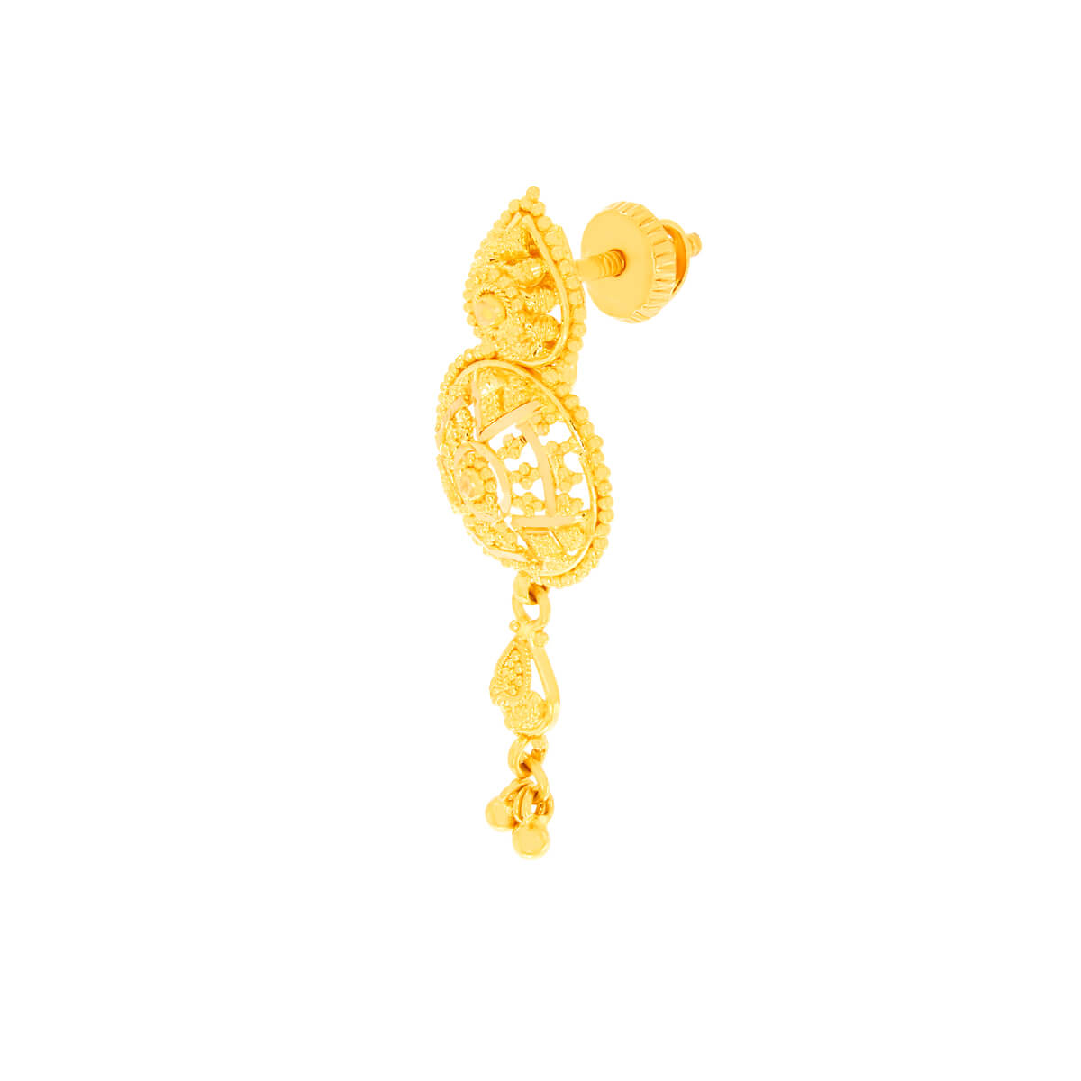 22K Floral Gold Danglers Exclusively Crafted with Vintage Elegance
